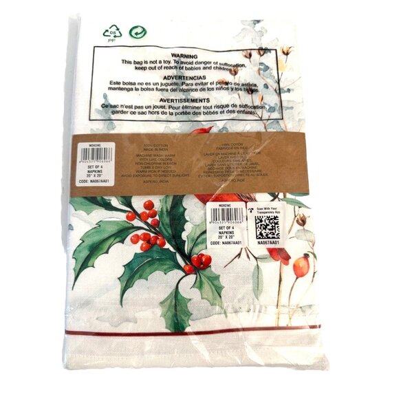 NEW!! Maison d' Hermine Holiday Napkins Set of Four - Picture 2 of 8